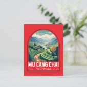 Mu Cang Chai Vietnam Travel Retro Emblem Postkarte (Stehend Vorderseite)