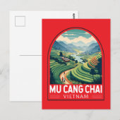 Mu Cang Chai Vietnam Travel Retro Emblem Postkarte (Vorne/Hinten)