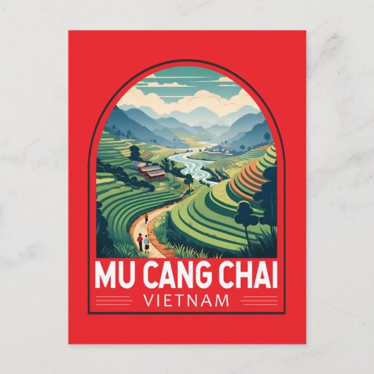Mu Cang Chai Vietnam Travel Retro Emblem Postkarte (Vorderseite)