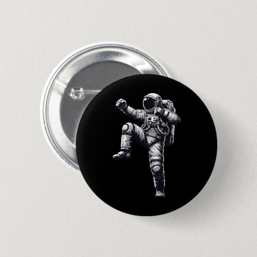 Muay Thai Astronaut Kickboxing Button (Vorne & Hinten)