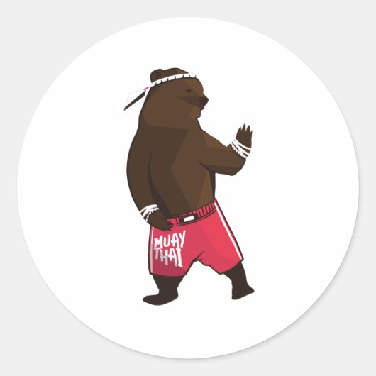 Muay Thai Bear Runder Aufkleber (Vorderseite)