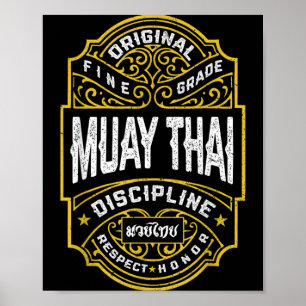 Muay-Thai-Boxen-MMA-Kämpfer-Vintage-Label Poster