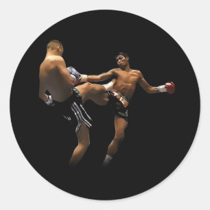 Muay Thai Boxing Action Runder Aufkleber