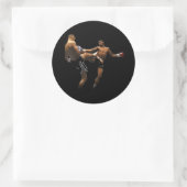 Muay Thai Boxing Action Runder Aufkleber (Tasche)