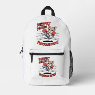 Muay Thai Boxing Niedlich Anime Cat Backpack Bedruckter Rucksack