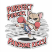 Muay Thai Boxing Niedlich Anime Cat Sticker (Vorderseite)