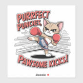 Muay Thai Boxing Niedlich Anime Cat Sticker (Blatt)