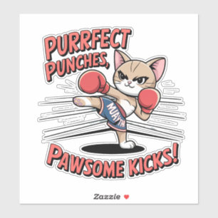 Muay Thai Boxing Niedlich Anime Cat Sticker