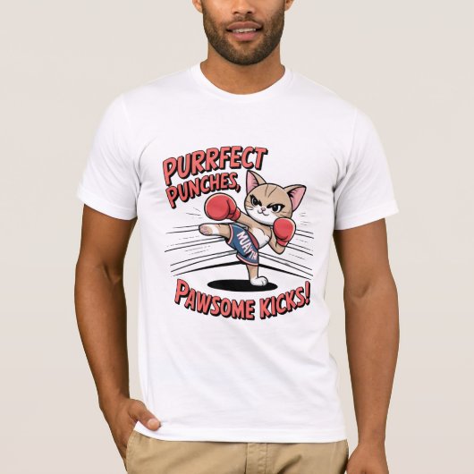 Muay Thai Boxing Niedlich Anime Cat T - Shirt (Vorderseite)