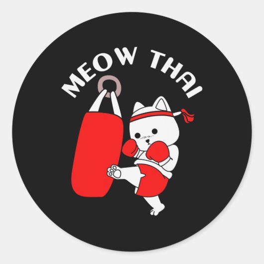 Muay Thai Cat Meow Thai Runder Aufkleber (Vorderseite)