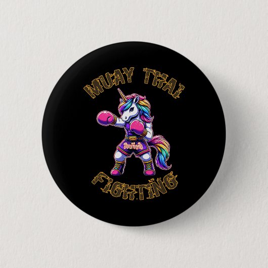 Muay Thai Einhorn - Einhorn Kickboxen Thai Boxing Button (Vorderseite)