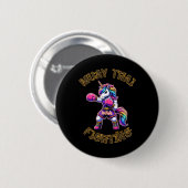 Muay Thai Einhorn - Einhorn Kickboxen Thai Boxing Button (Vorne & Hinten)
