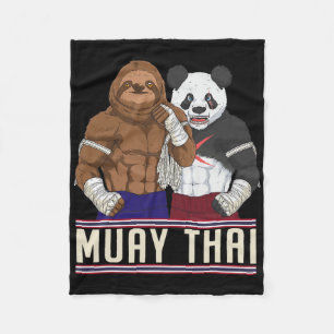 Muay Thai Faultier Panda Kickbox Kämpfer Fleecedecke
