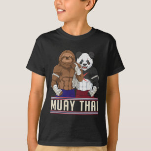 Muay-Thai-Faultier-Panda-Kickbox-Kämpfer T-Shirt