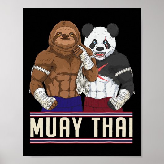 Muay Thai Faultier-Panda-Kickboxkämpfer Poster (Vorne)