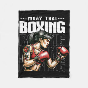 Muay Thai Female Fighter Mixed Martial Arts Vintag Fleecedecke