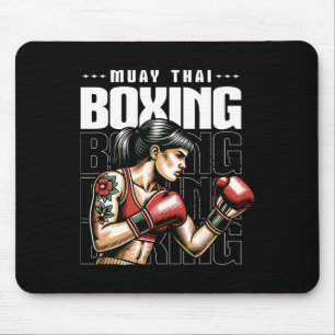 Muay Thai Female Fighter Mixed Martial Arts Vintag Mousepad