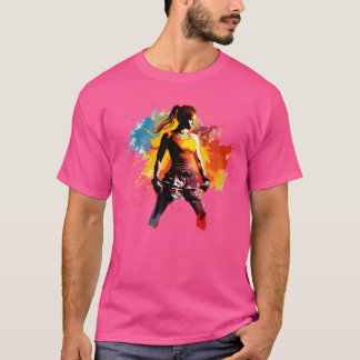 Muay Thai Fighter Girl on Womens Muay Thai T-Shirt