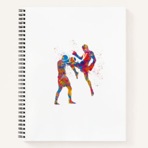 Muay thai fighter in watercolor notizblock