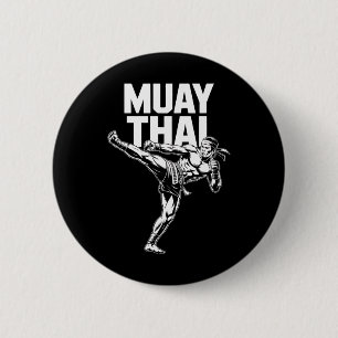 Muay Thai Fighter Vintag Martial Arts Thai Boxing Button