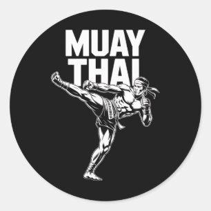Muay Thai Fighter Vintag Martial Arts Thai Boxing Runder Aufkleber