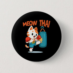 Muay Thai Funny Cat Lover Thai Boxing Thailand Meo Button