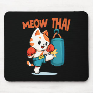Muay Thai Funny Cat Lover Thai Boxing Thailand Meo Mousepad