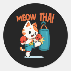 Muay Thai Funny Cat Lover Thai Boxing Thailand Meo Runder Aufkleber