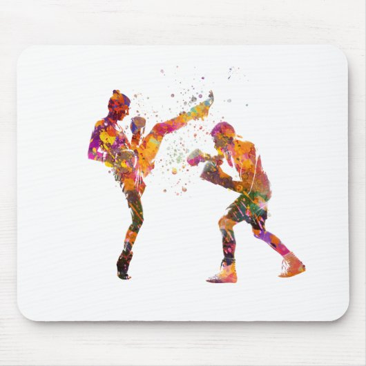 Muay thai in watercolor mousepad (Vorne)