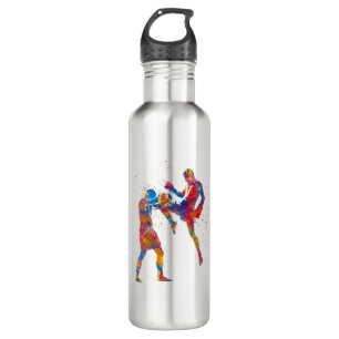 Muay thai Kämpfer in Aquarellfarbe Edelstahlflasche