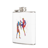 Muay thai Kämpfer in Aquarellfarbe Flachmann (Links)