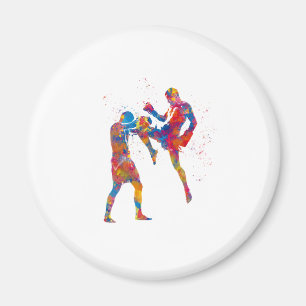 Muay thai Kämpfer in Aquarellfarbe Magnet