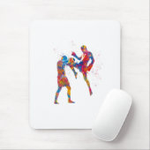 Muay thai Kämpfer in Aquarellfarbe Mousepad (Mit Mouse)