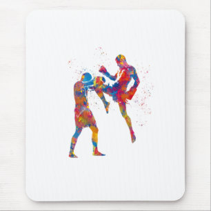 Muay thai Kämpfer in Aquarellfarbe Mousepad