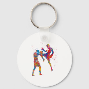 Muay thai Kämpfer in Aquarellfarbe Schlüsselanhänger
