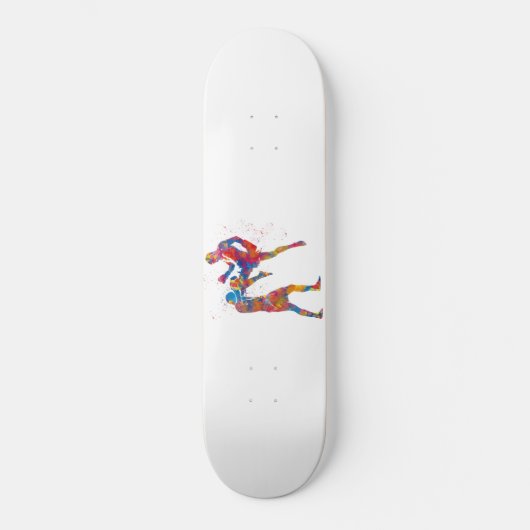 Muay thai Kämpfer in Aquarellfarbe Skateboard (Vorderseite)