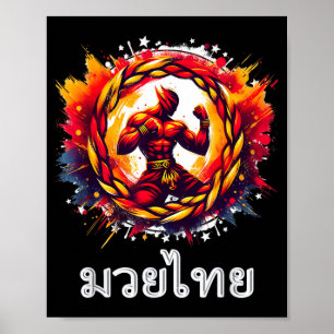 Muay-Thai-Kämpfer Kunst der acht Gliedmaßen MMA Th Poster