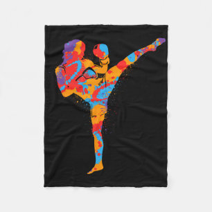 Muay Thai Kampfsport Bunte Kickboxer Mädchen Ki Fleecedecke