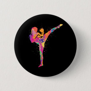 Muay Thai Kampfsport Kinder Frauen Mädchen Kickbox Button