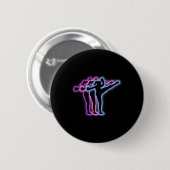 Muay Thai Kampfsport Silhouetten Mädchen Kickboxen Button (Vorne & Hinten)