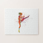 Muay thai karate in watercolor puzzle (Horizontal)