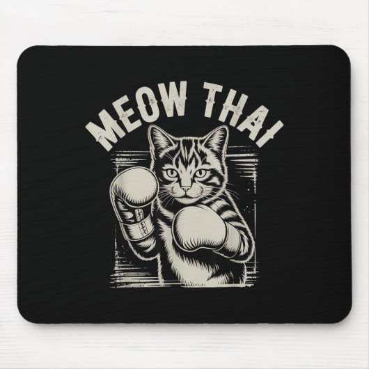 Muay Thai Katze Lustig Thaiboxen Mousepad (Vorne)