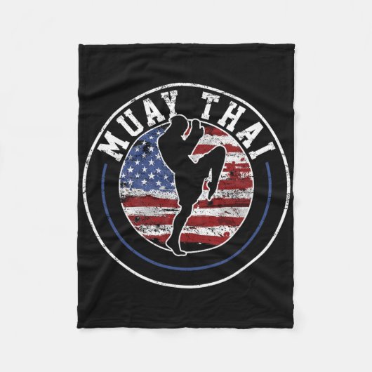 Muay Thai Kickboxen Vintage-Geschenk Fleecedecke (Vorderseite)