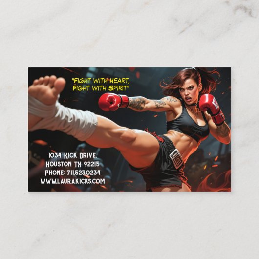 Muay Thai Kickboxing Martial Arts Instructor Visitenkarte (Rückseite)