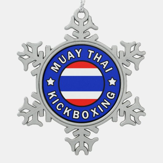 Muay Thai Kickboxing Schneeflocken Zinn-Ornament (Vorderseite)