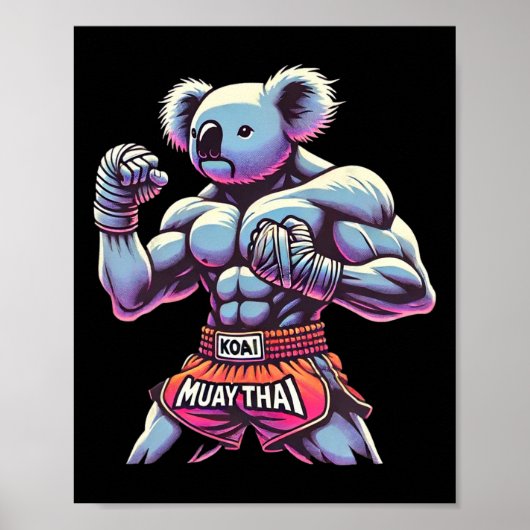 Muay Thai Koala Kickboxer Lustig Poster (Vorne)