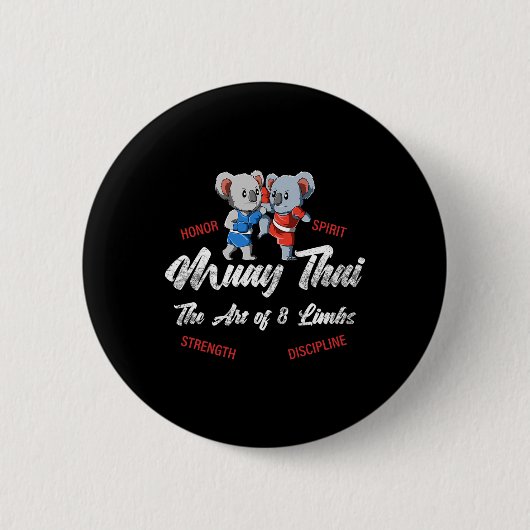 Muay Thai Koala Thai Boxen und Kickboxen Button (Vorderseite)