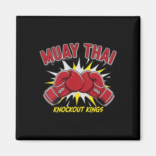 Muay-Thai-König mit rotem Boxhandschuh Magnet (Vorne)