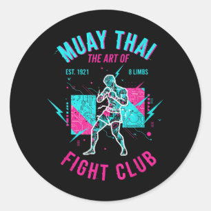 Muay-Thai-Kunst der 8 Glieder Cyber Fight Club Runder Aufkleber