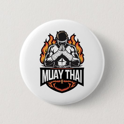 Muay Thai Logo - Thai Boxing Fighter Button (Vorderseite)